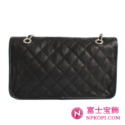 シャネル CHANEL マトラッセライン ソフトキャビアスキン ショルダーバッグ ブラック＆シルバー A66801 【2012年新作】